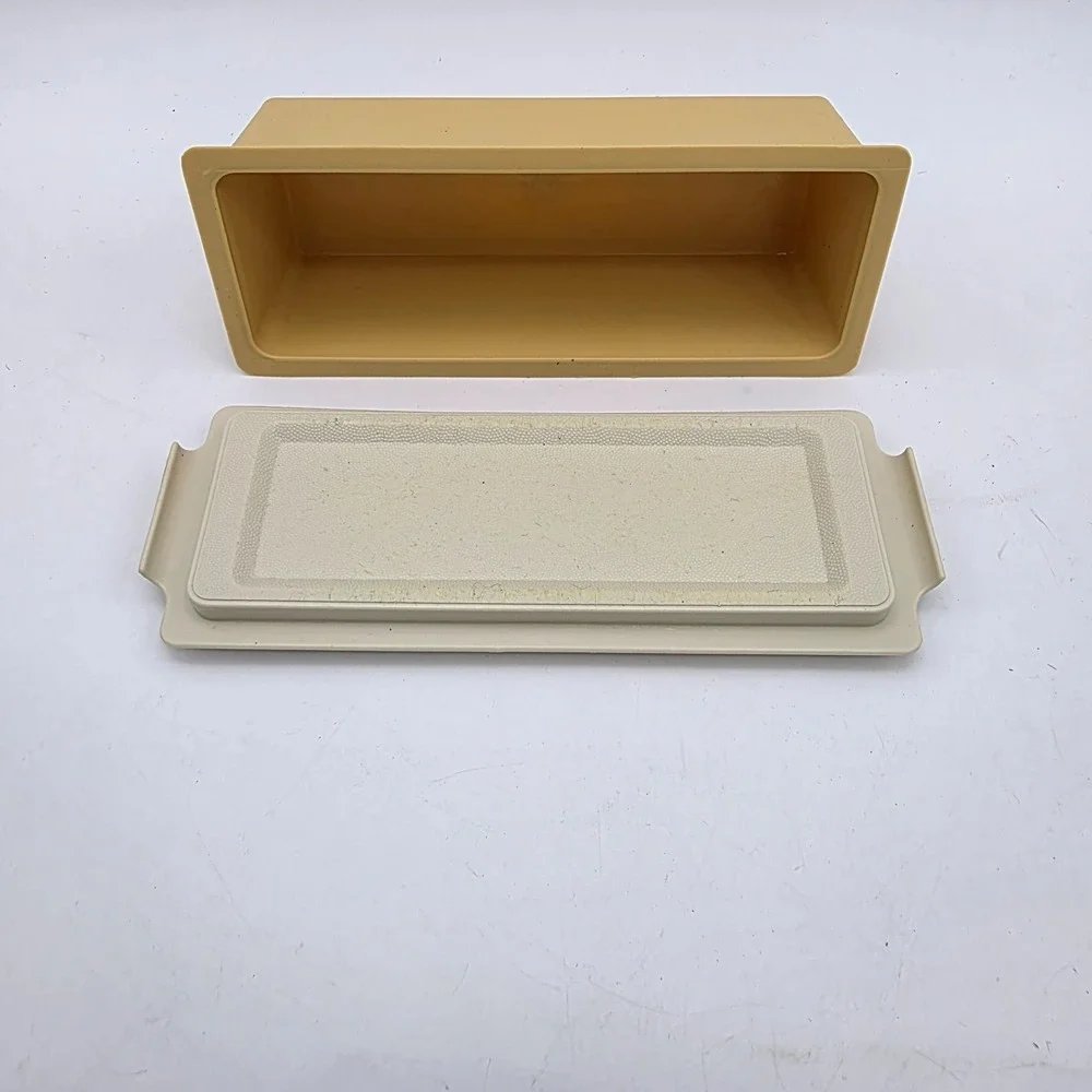 Vintage TUPPERWARE Single‎ Stick Butter Dish Harvest Gold 637 & Almond Base 636